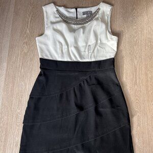 LAURA PETITES, Black / White Sequin Knee Length Cocktail Dress Sz 6